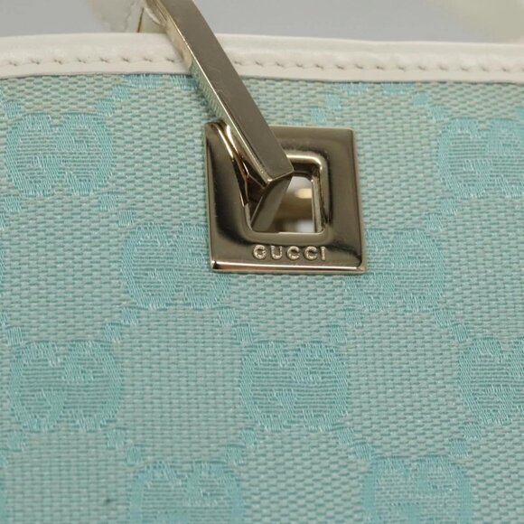 GUCCI GG Canvas Tote Bag Light Blue Gold 002 1099 Auth BA1517 - Picture 6 of 16